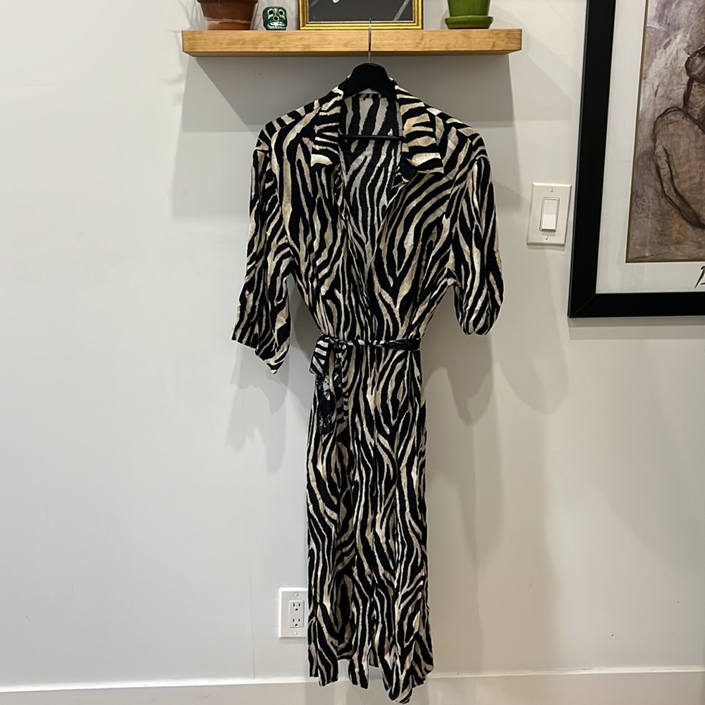MANGO ZEBRA PRINT BUTTON UP DRESS